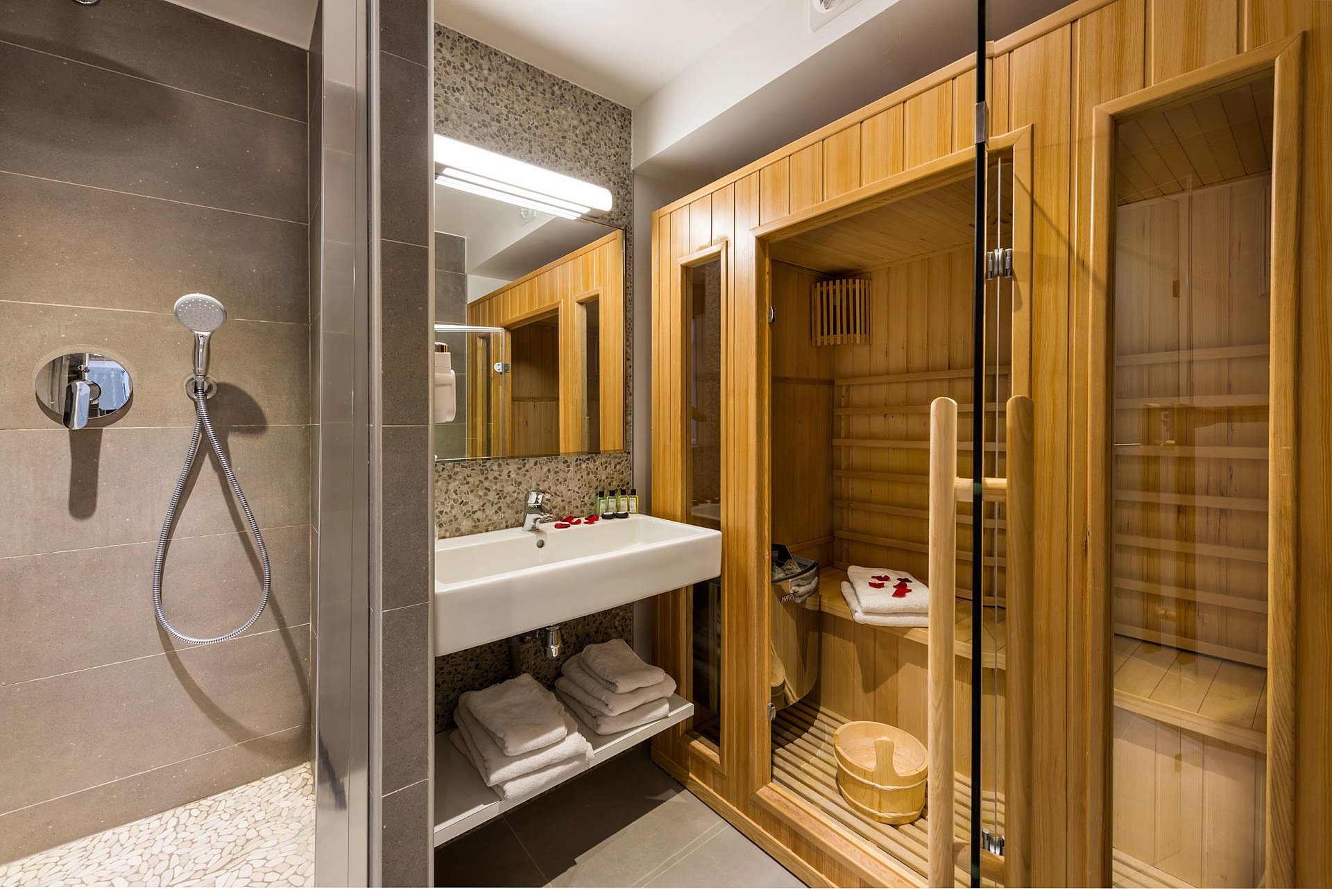 Midnight Hotel Room Bathroom Spa Sauna